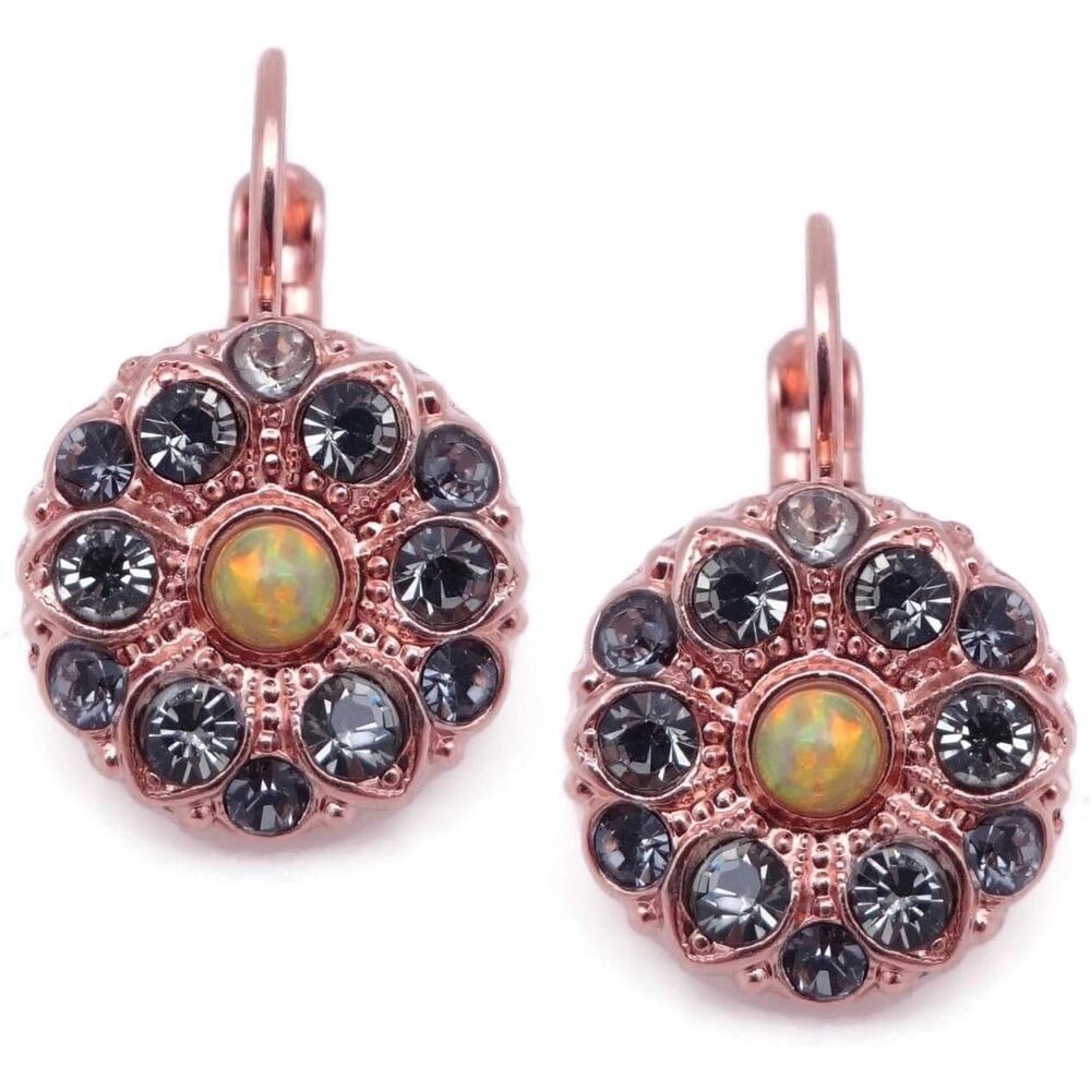 Mariana Painted Lady Rose Gold Earrings Yellow & Grey Crystals Mosaic 1121 NWT
